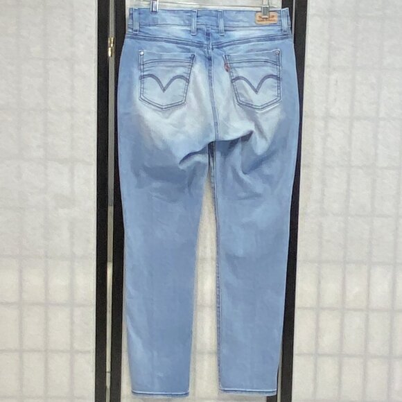 Levi's 529 Curvy Straight Leg Mid Rise 10 Stretch Faded Light Wash Denim Jeans - Picture 2 of 14